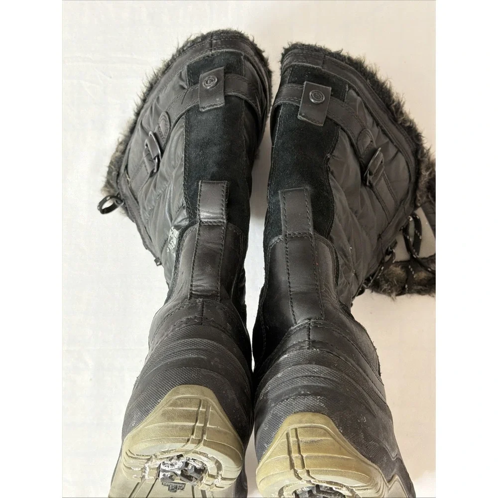 THE NORTH FACE Black Nuptse Purna PrimaLoft Tall Winter Boots Waterproof‎ Sz 8